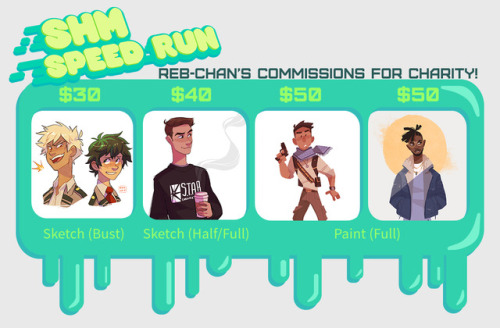 UPDATE: ALL SLOTS ARE CURRENTLY FULL. THANKS!Hey all! I’m taking commissions for charity as pa