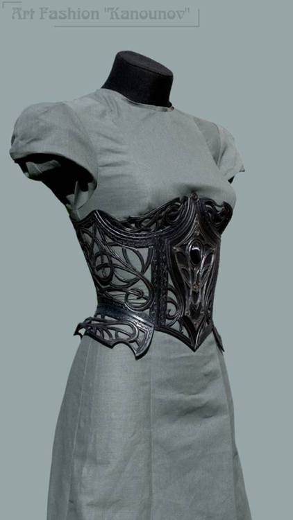 Leather corsets by Andrew Kanounov