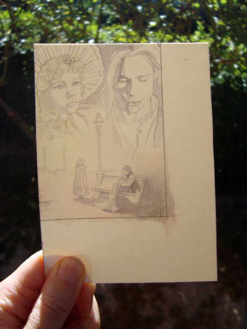 animaeterna:Louis &amp; Claudia - Interview with the Vampire - Watercolor Sketch in ACEO size