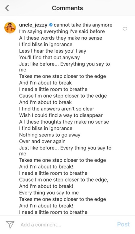 kylemclachlan:1. just me and my papaw2. joe just copy pasted the ENTIRE lyrics to linkin park’s one 