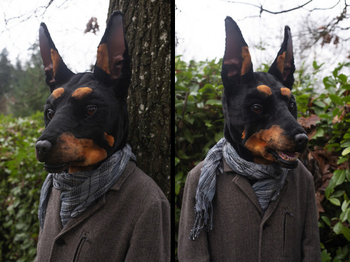 motleycrowmasks: This pup is up for auction! After trying everything out on my own doberman mask, I 