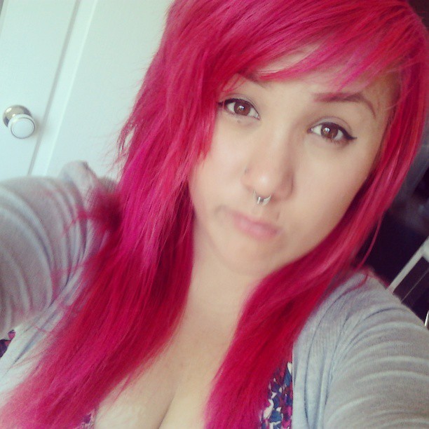 lonelyheartsclubxxx:  my blood is radioactive #pinkhair #shameless #selfie #septum