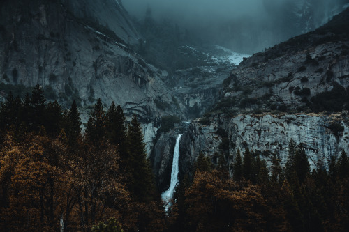 jasonincalifornia:  Yosemite Falls in the Mist  Prints/Society6 