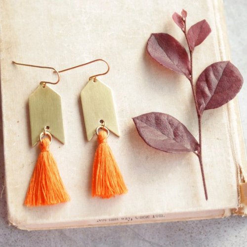 Orange Tassel Earrings //HeatherBerry