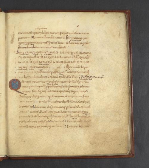 LJS101, Beautiful illuminated initial in a 9th-c. copy of Boethius&rsquo;s Latin translation of Aris