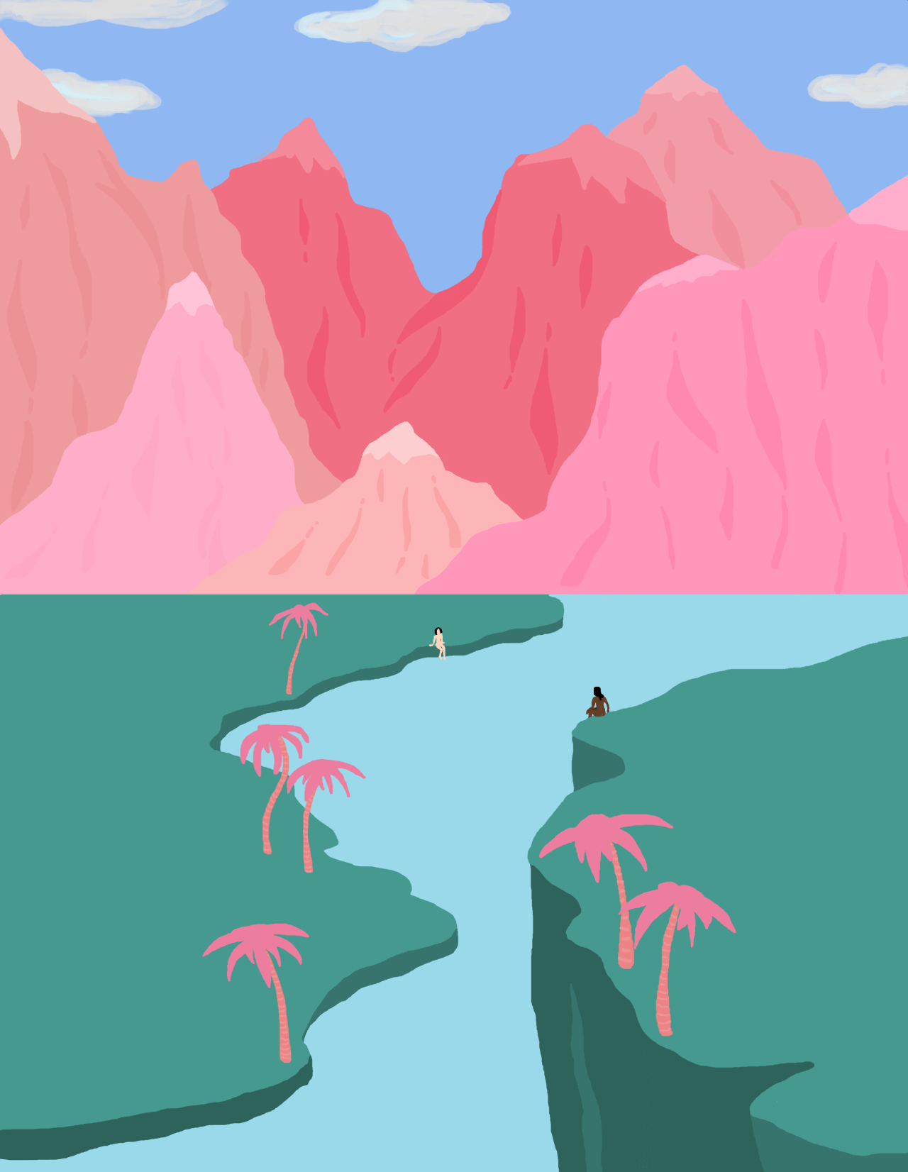 lazybonesillustrations:  Girls’ Oasis Drawn on MS Paint// by lazybonesillustrations