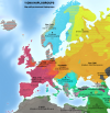 Predominant haplogroups across Europe and surroundings