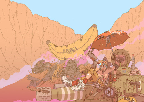 maxprentisvisual: Progress of a tank girl piece.Few more hours and it’ll look pretty swell.