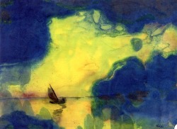 nelsoncarpenter:  lawrenceleemagnuson: Emil Nolde (1867-1956) The Sea at Dusk (n.d.) watercolour on paper 33.4 x 45 cm