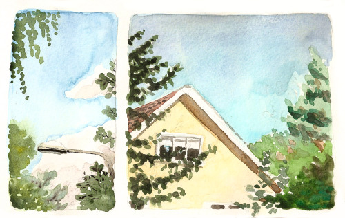 fanny-hs:Some watercolors I did at home in Sweden this last summer. The top two are both of our back