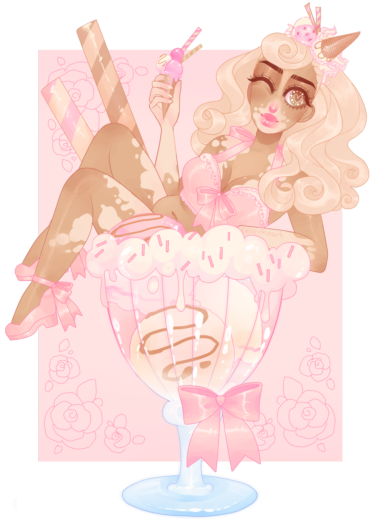 passerineart:  Coco is all about pastries and ice cream and sundaes so she called