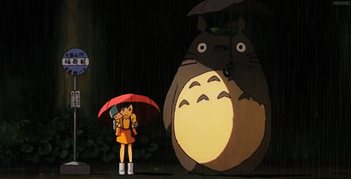 hibahri:Studio Ghibli Favourites » Totoro learns how to use an umbrella