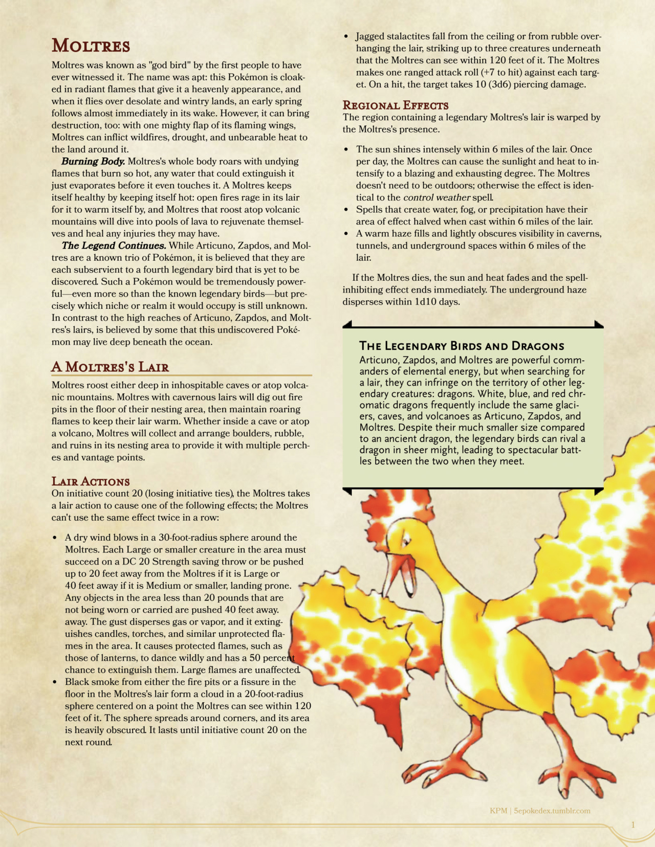 Moltres (5e Creature) - D&D Wiki