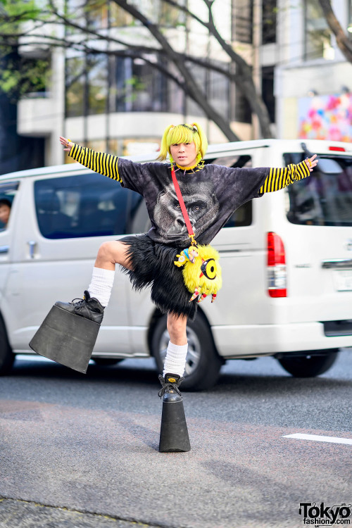 Japanese kawaii idol, Harajuku shop staff, and self proclaimed 7-year-old alien Shindi on the street