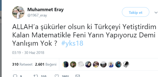 GELENEKSEL 2018 YKS TWEETLERİ