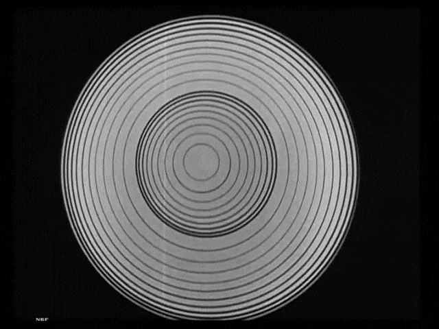Marcel Duchamp, Anemic Cinema, Rotoreliefs—alternated with puns in French. Duchamp signed the film w