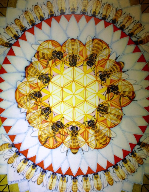 coppercellar:  Bee Mandala; artist unknown