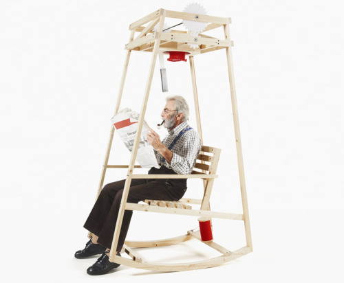“Rocking Knit” chair uses kinetic energy generated from the chair’s gliding motion to knit a winter 