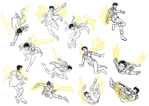 Did some Flying poses practice. used my baby Aasimar Cass 