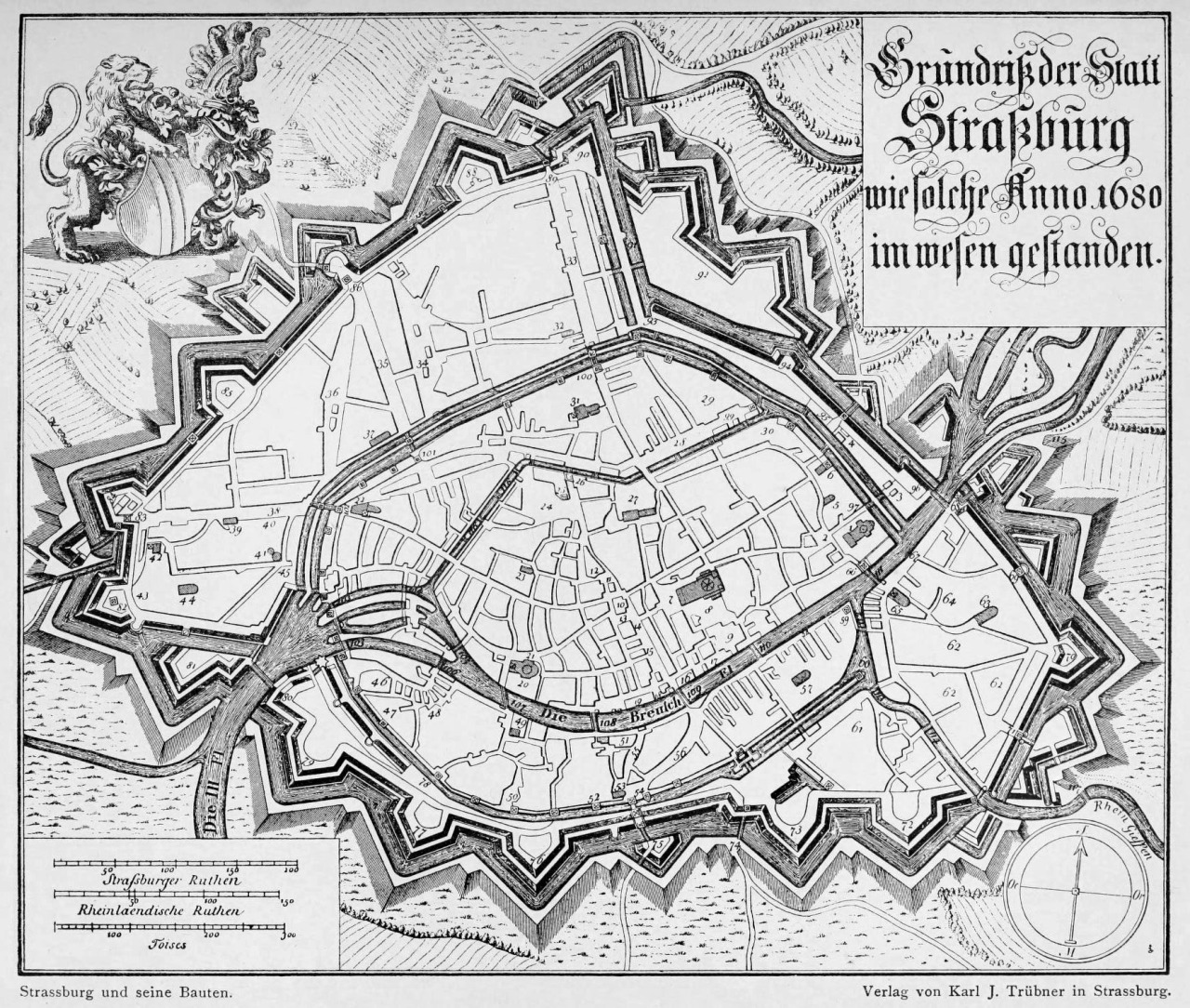 Map of the city of Strasbourg in 1680