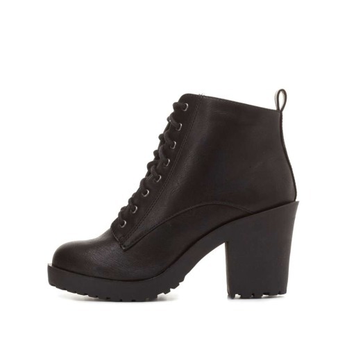 High Heels Blog Chunky Heel Lug Sole Combat Booties via Tumblr