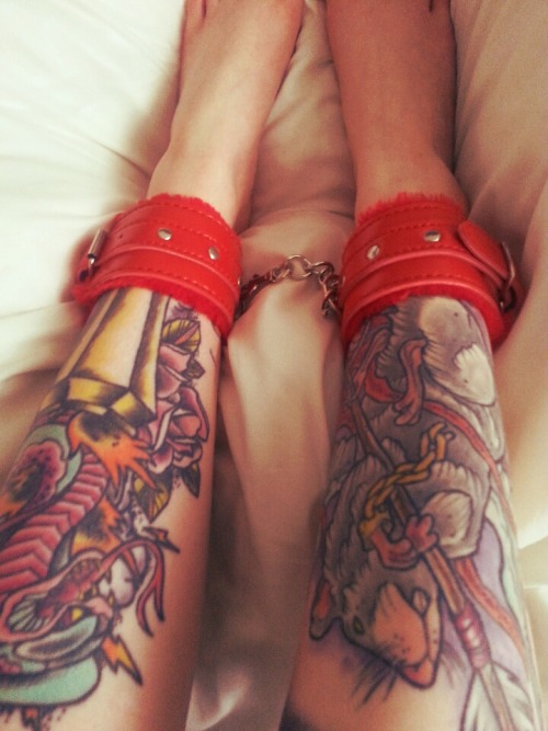 satanswasteland:  for the dude who wanted to see my shin tats. heres an old photo