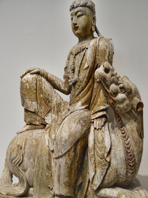 Bodhisattva Seated on a Lion Song or Jin Dynasties 11th-early 13th century CE Poplar with traces of polychrome by mharrsch on Flickr.