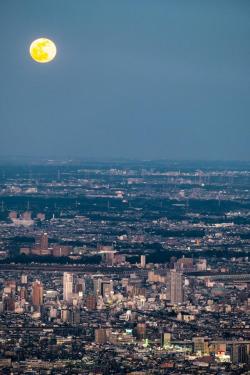 japanpix:January 21st, 2019. A small glimpse of the bloodmoon could be seen over Tokyo. Took this at Tokyo Skytree.