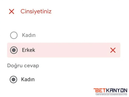 X Cinsiyetiniz O Kadın...