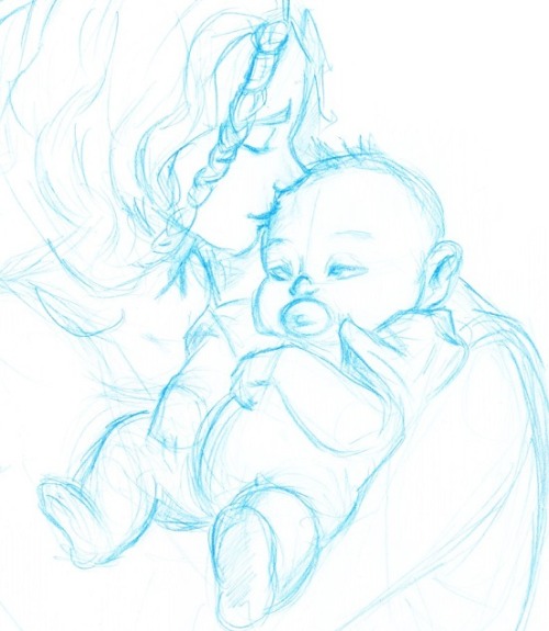 avatarwindboy:  Daily Sketch: Katara and Katara Jr. I mean Tenzin. 