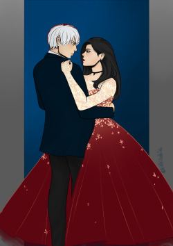 fangirl-2k15:  Another fun doodle, put a little close up in too because res most definitely went down oof ;_; (man I can’t get enough of this ship) Whoops forgot to add the dress is basically my other drawing. Recycling at it finest.not completely happy