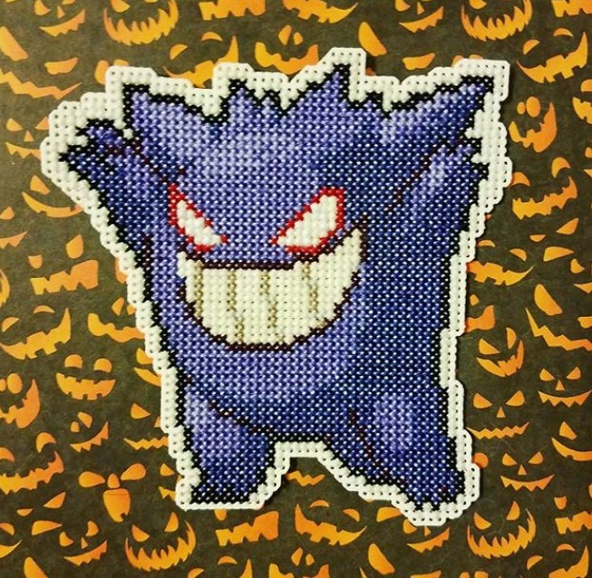 retrogamingblog:Glow-in-the-dark Pokemon Cross-stitches made by MeleeMissyStitchery