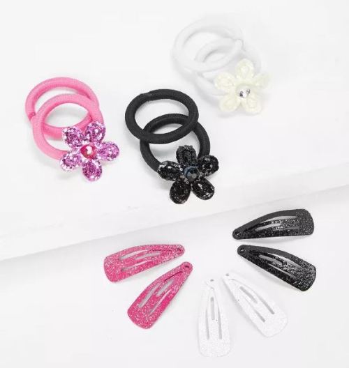 coquettefashion: Hair Accessories   Flower Glitter Clips | Heart Glitter Tie  Flower Clip&