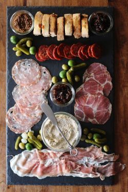 basilgenovese:  Honestly Yum: Cheese &amp; Charcuterie Platter with Eggplant Pate 