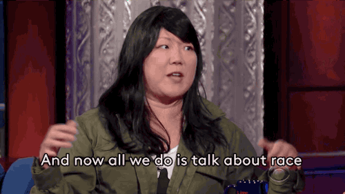 themanicpixiedreamgrrrl:  scarfknitterman:  refinery29:  Stephen Colbert Nails A Problem With Political Correctness That’s A Little Awkward To Talk About Margaret Cho visited The Late Show With Stephen Colbert and they discussed how more diversity in
