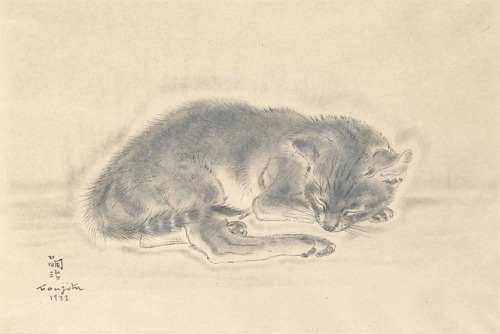 thunderstruck9:Tsuguharu Foujita (Japanese/French, 1886-1968), Chat endormi [Sleeping cat], 1931. In