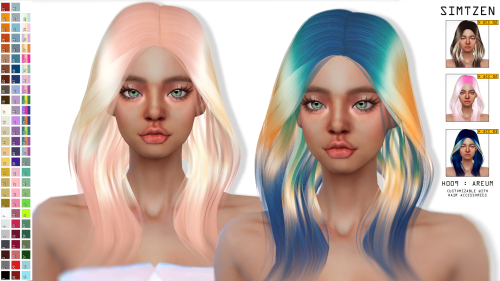 CC : Hair 009 - AREUM by SIMTZENNew mesh 80 Swatches All LODs available Unisex (Female &amp; Male Ca