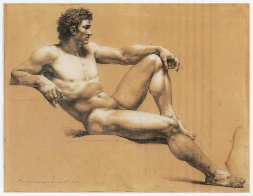 thisblueboy:Jacques Reattu (French, 1760-1833), Male Nude Study, 3rd quarter of 18 century, Musee Re