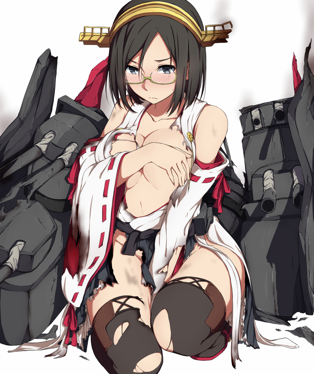 kizushot:  大破霧島 | 凪丘※Permission was granted by the artist to upload
