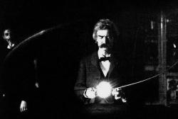 historicaltimes: Mark Twain in Nikola Tesla’s