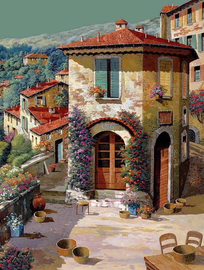 midnight-summerx: Un Cielo Verdolino Painting by Guido Borelli