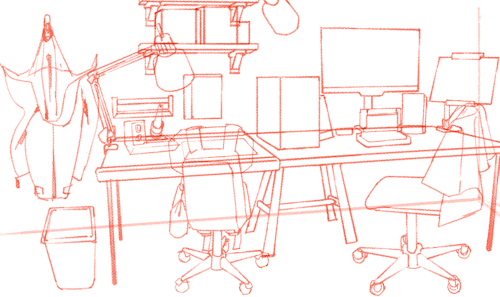 aeryel: My workspace, day & night.