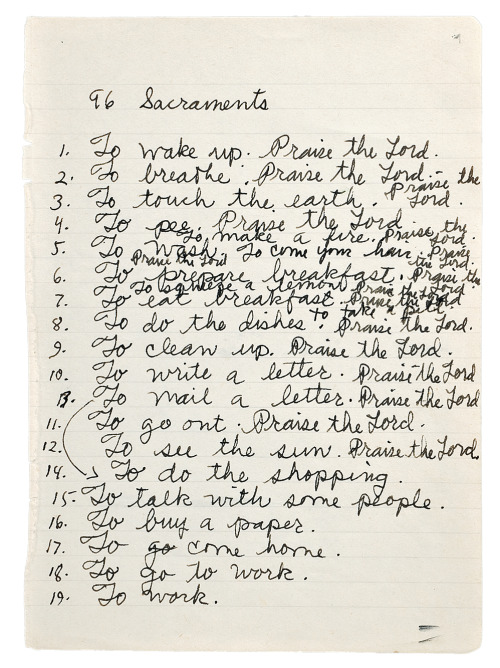 woundgallery:Paul Thek’s “96 Sacraments” were written in one of his notebooks (#75