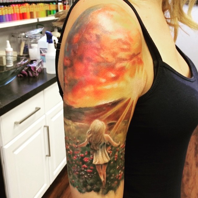 womenwithink:  By @kylecotterman #sleeve #sleevetattoo #art #altgirls #armtattoo