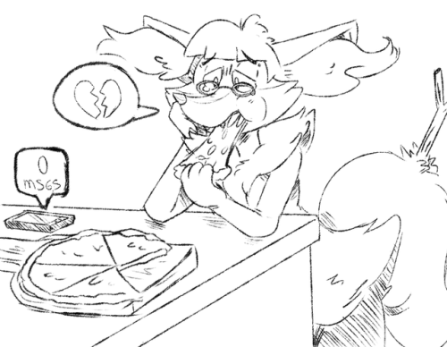 /trash/ request: “Requesting a sad nerdy braixen boy stuffing his face full of pizza because he can’t get a girl friend“