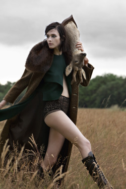 stormtrooperfashion:  Zenia Sevastyanova in “The Deer Hunter” by Julien Vallon for French Revue de Modes #23, Fall 2013 