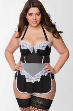 thepinupproject88:  killerkurves:  Denise Bidot in Lane Bryant’s French maid babydoll set  Neeeeeeed 