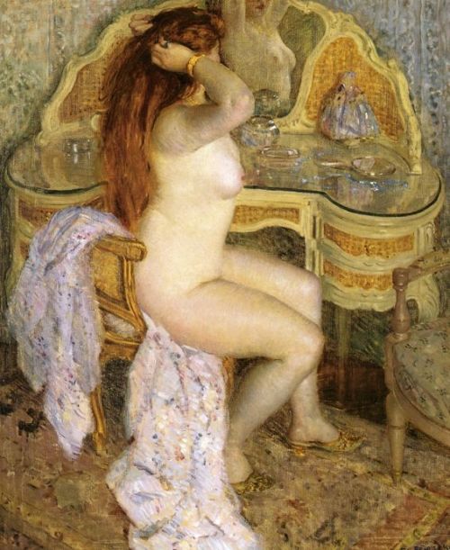 Frederick Calr Frieseke, Nude Standing at Her Dressing Table