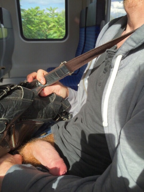 Huge furry & intact ginger cock on the bus!