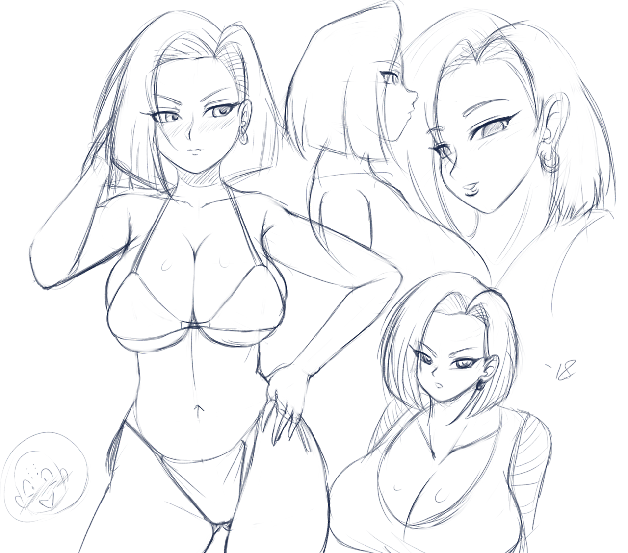 speedyssketchbook:Did some Android 18 doodles last night. &lt; |D’‘‘‘